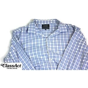 Bonobos Tech Button Down Shirt Standard Fit Blue Plaid Nylon Long Sleeve Sz L